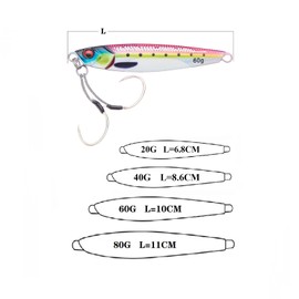 OCEAN CAT Jig Slow Pitch Jigs Flat Fall Jigging Lures Sinking Jig Lead Metal Jig Baits with Hook for Saltwater Fishing (#86-90:5 Colors Comboset, 40G)