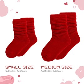 UTTPLL Girls-Slouch-Socks-Toddler-Cotton Athletic Stockings Uniform Knee High Tube Socks Little Kids Long Boot Crew Socks Red 3-6 Years