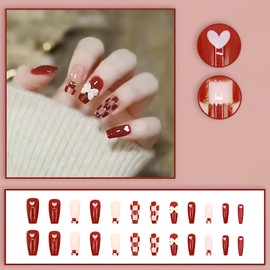 ALLEVG Nail Tips, 24 Pieces, Nail Tips, Short, Autumn, Winter, Popular, Cute, Simple, Stylish, Coming of Age Ceremonies, School Entrance Ceremonies, Graduation Ceremonies, Weddings, Parties, Daily
