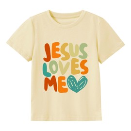 Jesus Loves Me Toddler Shirt Christian Kids Clothing Boho Natural Boys Girls Tees Clothes 7 Years