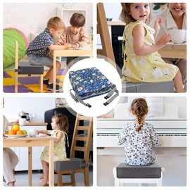 10cm SitzerhöHung Stuhl Kind, Sitzkissen Stuhl Kinder, Stuhlerhöhung Kinder SitzerhöHung Sitzkissen Kinder mit 2 Sicherheitsschnalle Gurt, Tragbare KindersitzerhöHung Rutschfeste - Buntes Waldparadies
