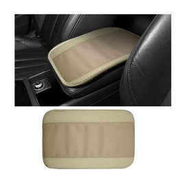 Mandark Car Center Console Cover, Fiber Leather Waterproof Vehicle Armrest Cushion, Soft Anti-Slip Automotive Arm Rest Seat Box Pad Protector Accessories Universal for SUV, Truck, RV（Beige）