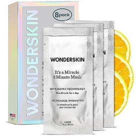 Wonderskin Mascarilla De 8 Minutos, Mascarilla Facial Hidratante Y Antienvejecimiento Repleta De Vitamina C Y Niacinamida, Mascarillas Faciales...    