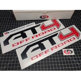 AT4 Decals (2pk) Off Road Bedside Fender Stickers Fits 2019-25 GMC Sierra 1500 (Gloss Black & Red)