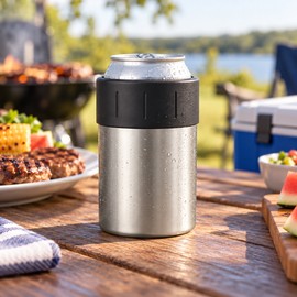 Stainless Steel Insulated Can Cooler – Double Wall Vacuum Beverage Holder for Beer, Soda and Cold Drinks