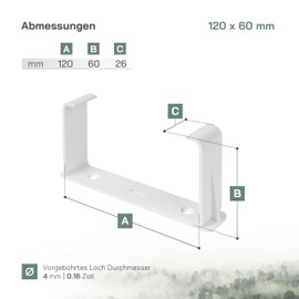 Vent Systems 120 x 60 mm - 4 pieces - rectangular duct handle - straight or flexible pipe inlet and outlet bracket - ventilation fitting for heating, cooling - duct holder for HVAC systems
