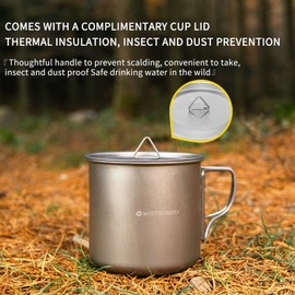Whitsunday Titanium Pot with Lid Ultralight Titanium Mug Eco-Friendly Cup -L