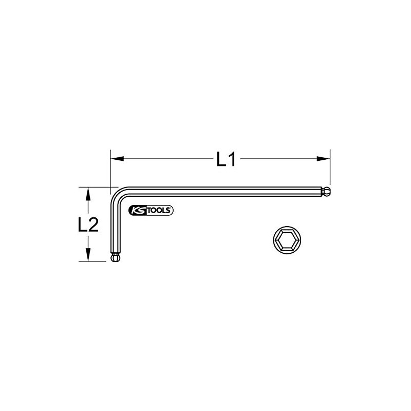 KS Tools 151.4306 Double Ball Head Allen Key XL 6.0mm
