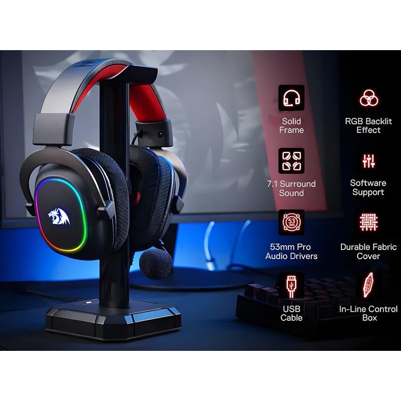 Redragon H510 Zeus-X RGB Wired or Wireless Gaming Headset Multi-platform
