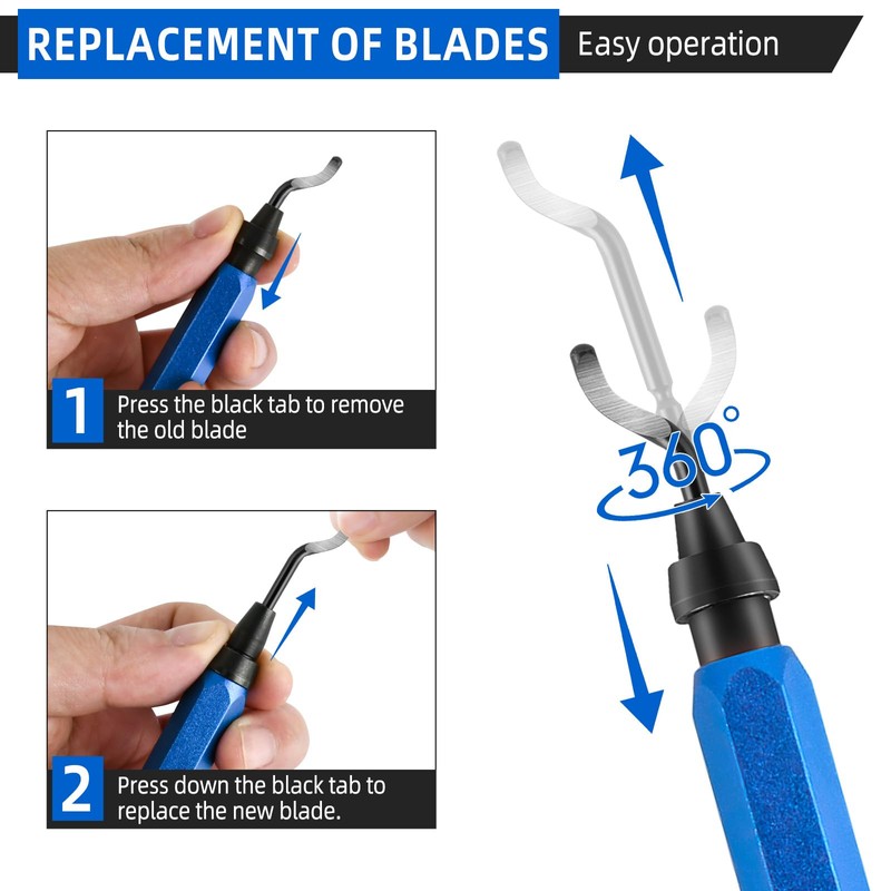 CEOTIS Hand deburring tool set, 11 replacement blades, universal deburring