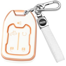 XIYANG TRADE for GMC Key Fob Cover with Keychain, Key Shell Key Case Compatible with GMC Acadia Sierra Terrain and Chevy Silverado 1500 2500HD 3500HD 5-Button(White)