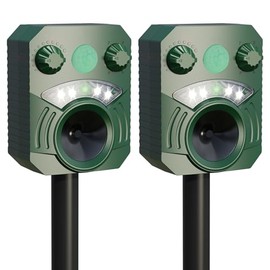 X-octenol Solar Powered Animal Repeller Ultrasonic Dog Deterrent Waterproof Cat Repellent Outdoor Squirrel Deer Racoon Fox Control Device with RIP Sensor Flashing Light and 5 Modes