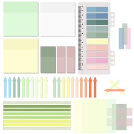 Valtiner 1060 Sheets Transparent Sticky Notes, Clear Tabs and Long Highlighter Strips Page Markers for Books, Writable Annotation Index Flags Tapes for School Office Annotating Supplies (Morandi)