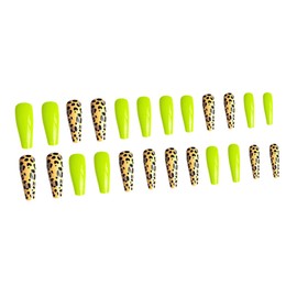 Healvian Ultra-thin Plastic Women's Fake Nails 24pcs Leopard Print Long False Nails
