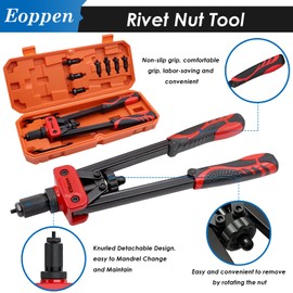 Eoppen Rivet Nut Tool Kit, Rivnut Tool Kit with 500Pcs Rivet Nuts (M5, M6, M8, M10, 1/4-20, 5/16-18, 3/8-16) and 8 Metric and SAE Mandrels with a Step Drill Bit and Rugged Carrying Case (14Inch)