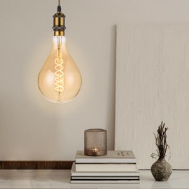 WHFIALUX Oversized Decorative LED Light Bulbs, Giant Vintage Edison Light Bulb, A52(A160) Huge A Type Bulbs, Amber Glass 2200K Warm White, 8W Dimmable 450LM(60W eq.), E26 Base