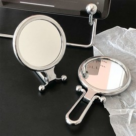 Double-sided magnifying hand mirror portable round mini folding - double-sided hand mirror (5x) / 양면 확대 손거울 휴대용 원형 미니 접이식 - 양면손거울(5배)