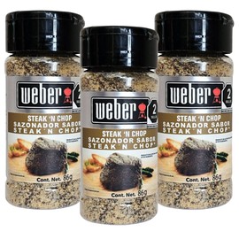 Sazonador Weber | Pack de 3 sazonadores de carne Steak N Chop 86 g c/u