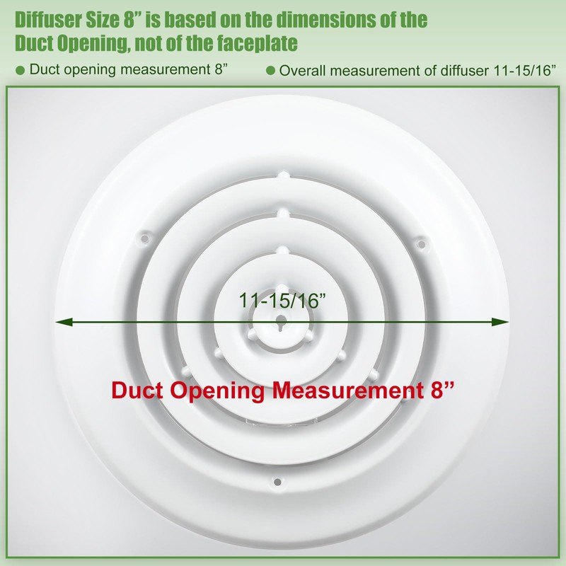 Therwen 1 Piece 8 Inch Round Diffuser HVAC Round Ceiling