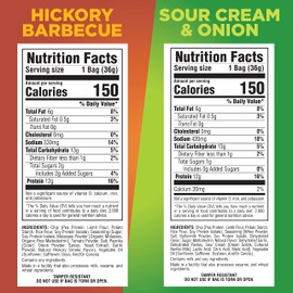 Pure Protein Popped Crisps Variety Pack, Hickory Barbecue and Sour Cream & Onion, High Protein Snack, 12G Protein, 1.27oz., 12 Count