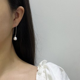 Pull Through Earrings Sterling Silver Wire Freshwater Cultured Baroque Pearls Threader Drop Earrings