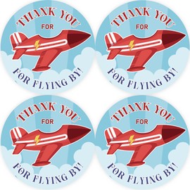 40pcs Airplane Round Stickers, Red Airplane Thank You Stickers, Airplane Birthday Round Stickers for Boy, Airplane Aircraft Thank Stickers, Plane Thank You Stickers for 1st Birthday Party Favors