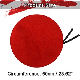 Boina de Lana Ajustable de Estilo Militar Color Sólido Sombrero de Hombre Mujer con Ribete de Piel Sintética (Rojo, Negro, 2)