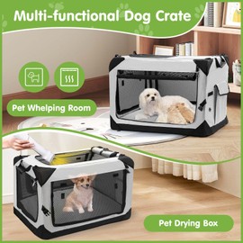PETIMBER 30" Collapsible Soft Dog Crate, Portable Travel Dog Crate for Medium Dogs Indoor & Outdoor, 4-Door Foldable Dog Kennel with Safety Zippers, Mesh Windows, Soft Mat for Travel or Home Use