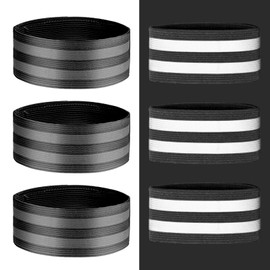 JIYIN Pack of 6 Bicycle Trouser Clips, Elastic Reflective Band Reflectors for Clothing, Reflective Bands with Velcro Fastening, Trouser Protection, Bicycle for Jogging, Outdoor, Hiking (Black)