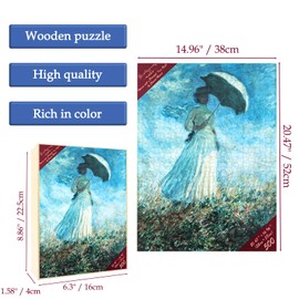 Bristlegrass Wooden Jigsaw Puzzles 500 Pieces Woman with A Parasol Turn Right- 500 Piece Puzzle for Adults Puzzle Perfect for Game Nights Home Decor Birthday Gifts Christmas Easter Gifts (500 pcs)