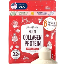 Lingtoolator en Protein Powder Type I II III IV V X - Unflavored & Hydrolyzed 16Oz Pure Collagen Peptides Powder - Grass Fed Beef, Wild Fish Marine & 