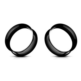 Ultra Thin Silicone Ear Gauges SoScene Ear Skin Flesh Tunnels for Stretched Ears Sold in Pairs (14mm-9/16", Black)