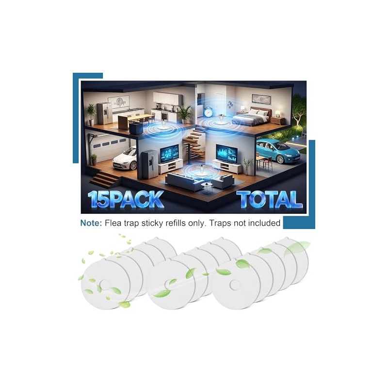 15 Pack Flea Trap Refills, 6" Replacement Glue Boards, Flea