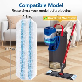 6 Pack H2prO Mop Pads Compatible with O Ceda H2PrO Flat Mop System, 100% Microfiber Mop Head Replacements, Washable and Reusable for H2prO Mop Refills, White