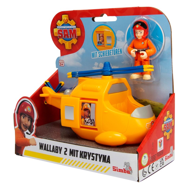 Fireman Sam Junior Wallaby 2 with Krystyna, Helicopter 17 cm,