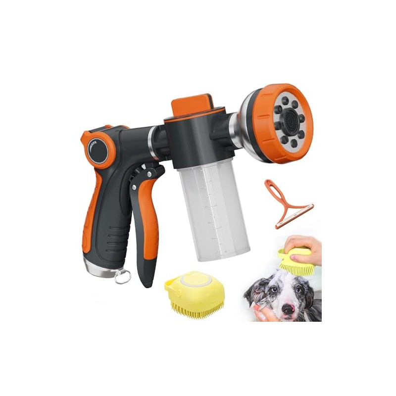 High-Pressure 8-Pattern Hose Nozzle with Soap Dispenser