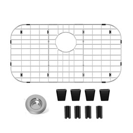 Sink Protectors for Kitchen Sink 26" x14", Stainless Steel Sink Protector with Rear Drain Hole Sink Rack for Bottom of Sink with Sink Strainers (Separable, 26" x 14", Rear Drain)