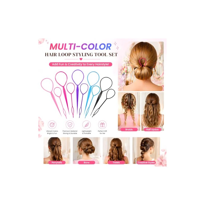 10-piece Hair Tool Set,Topsy Tail Hair Tool, Hair Pull Through