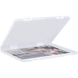 SAYEEC Portable Project Case A4 Plastic Transparent File Storage Box Paper Slim Photo Art Craft Storage Container Scrapbook Document Organizer Magazine Protector for Office School (1 Pack)