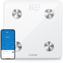 RENPHO Elis 1 Smart Scale with App Sync, Bluetooth Weighting Scale Body Fat Monitor and BMI Calculation, Fit Healthcare Analyzer, 400lbs:_White