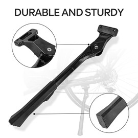 Varstrom Adjustable Bike Kickstand for 24"-29" Bicycles, Foldable Rear Stand with Anti-Slip Base, 40mm Mounting Holes & M6 Screws, Universal Fit for Mountain/Road Bikes