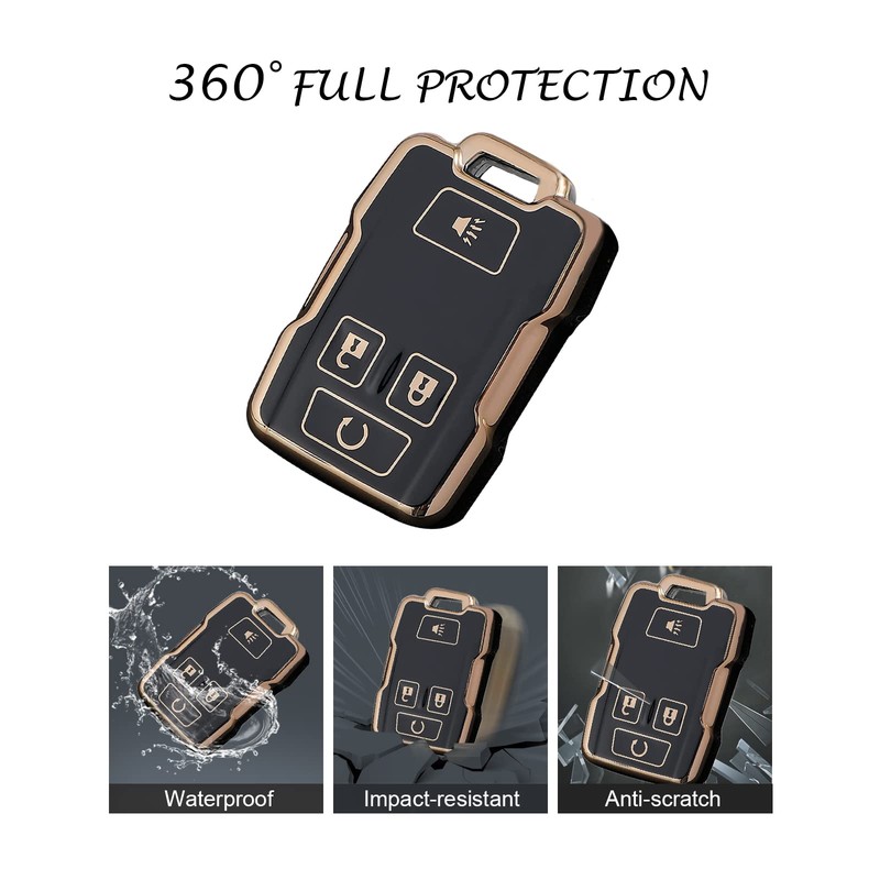 Homaupt for GMC Key Fob Cover with PU Leather Keychain,