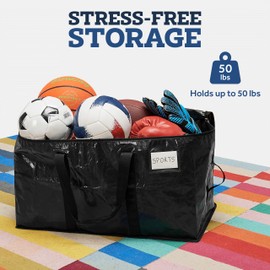 ZOBER Extra Large Moving Bags, Heavy-Duty Water-Resistant Storage Bags with Dual Zippers & Carrying Handles, 6 Pack, 27"L x 14"W x 15"H