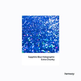 Hemway Glitter Paint Additive Crystals for Acrylic Emulsion Paint, Interior & Exterior Walls, Wood, Varnish, Matt, Gloss 100g / 3.5oz - Extra Chunky (1/24" 0.040" 1mm) - Sapphire Blue Holographic