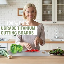 2025 New Ugrade Titanium Cutting Board - Titanium Cutting Boards for Kitchen Steel Metal Cutting Board Outdoor BBQ Party Perfect for Cutting Meat Vegetables Cheese Cutting (Medium)