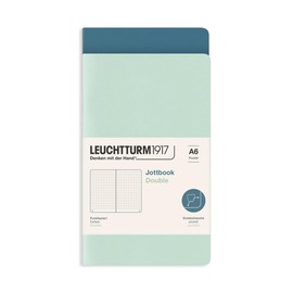 LEUCHTTURM1917 372400 Jottbook A6, 59 Numbered Pages, Twin Pack, Mint Green and Stone Blue, Dotted