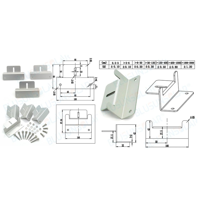 Solar Panel Z Mounting Brackets, Aluminium Construction with Hardware, Set