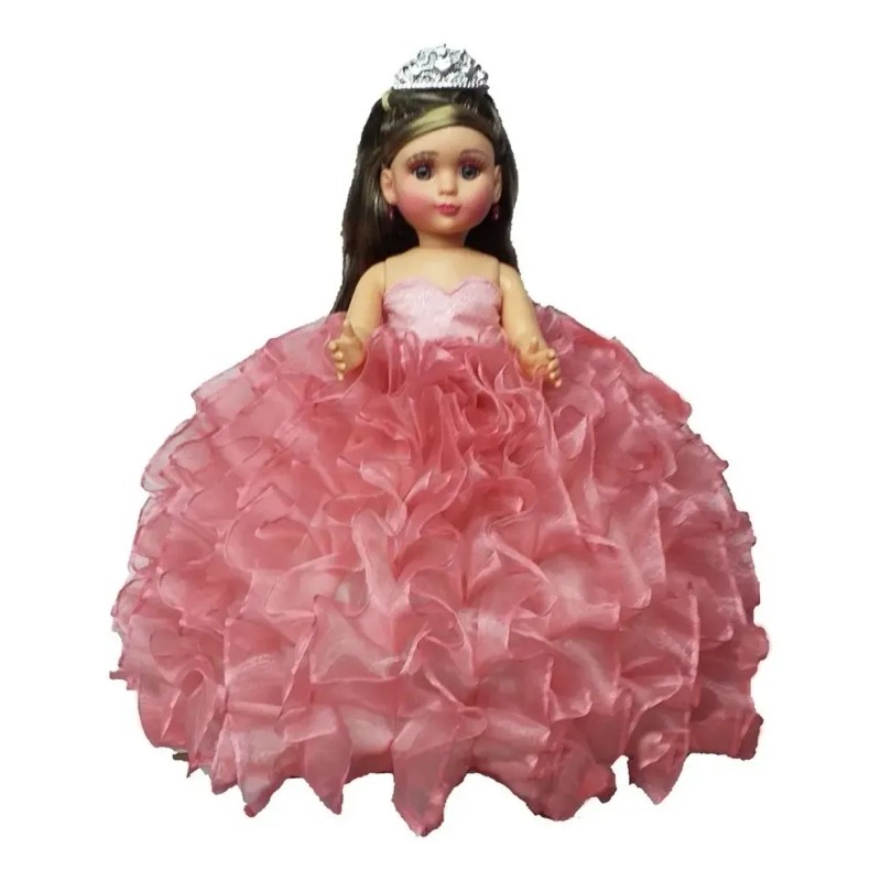 Muñeca Lacio Quinceañera Xv Mil Hojas Bva Rosa Palo