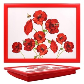 Lesser & Pavey Red Poppies Cushioned Laptray Bee-tanical Floral Snack Tray