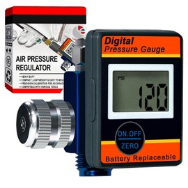 LE LEMATEC Digital Air Pressure Regulator with LED Display Gauge, ¼ NPT Valve for Air Compressor, Tire Inflation, HVLP Spray Paint Gun, & Professional Air Tools, Compact & Heavy-Duty. DAR01B